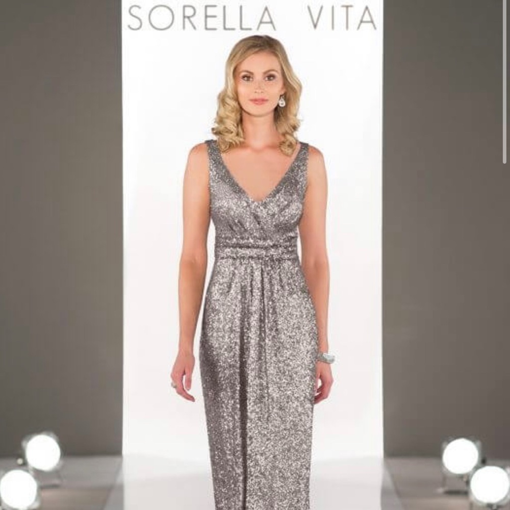 Floor Length Platinum Sequin Gown
